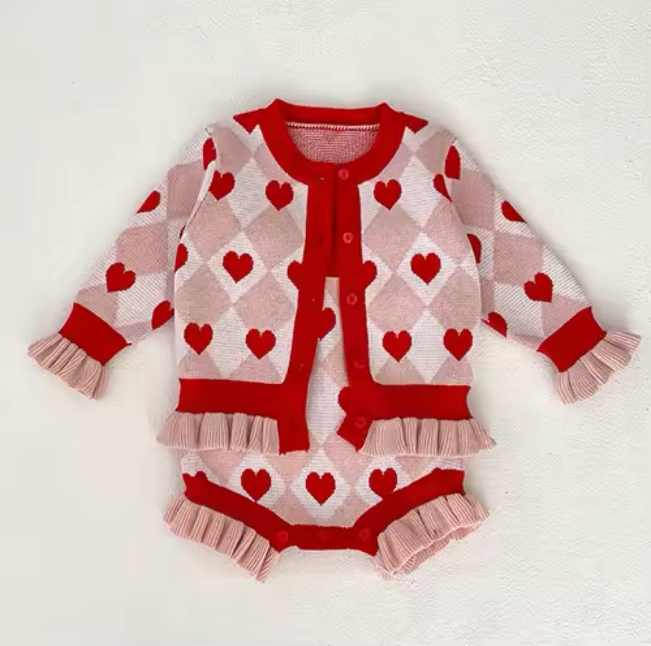 Love Heart Romper & Cardigan